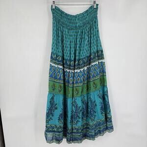 Women's Chaudry New with Tags Turquoise Blue Green Boho Maxi Skirt Small